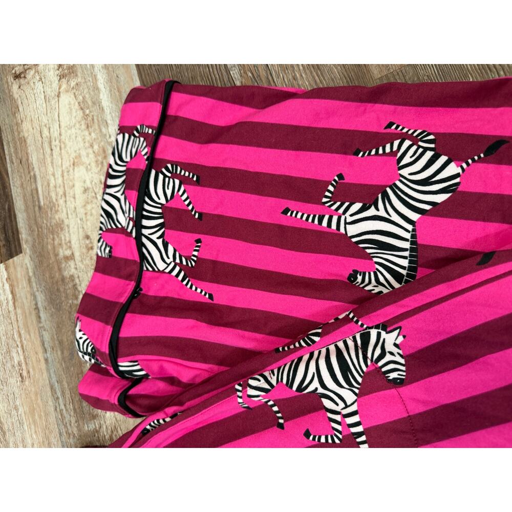 Room Service Womens Pajama Set Pink Zebra sz XL Lounge Sleepwear Soft Cozy EUC - Picture 4 of 8